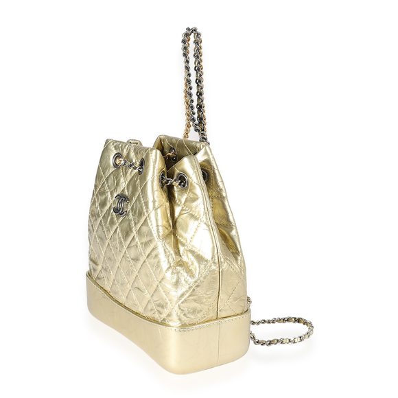 Chanel Metallic Gold Quilted Calfskin Small Gabrielle Backpack - Picture 2 of 4